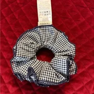Sezane Gingham Hair Scrunchie - Navy and White Sezane | Accessories | Navy Gingham Scrunchie | Poshmark main image 2